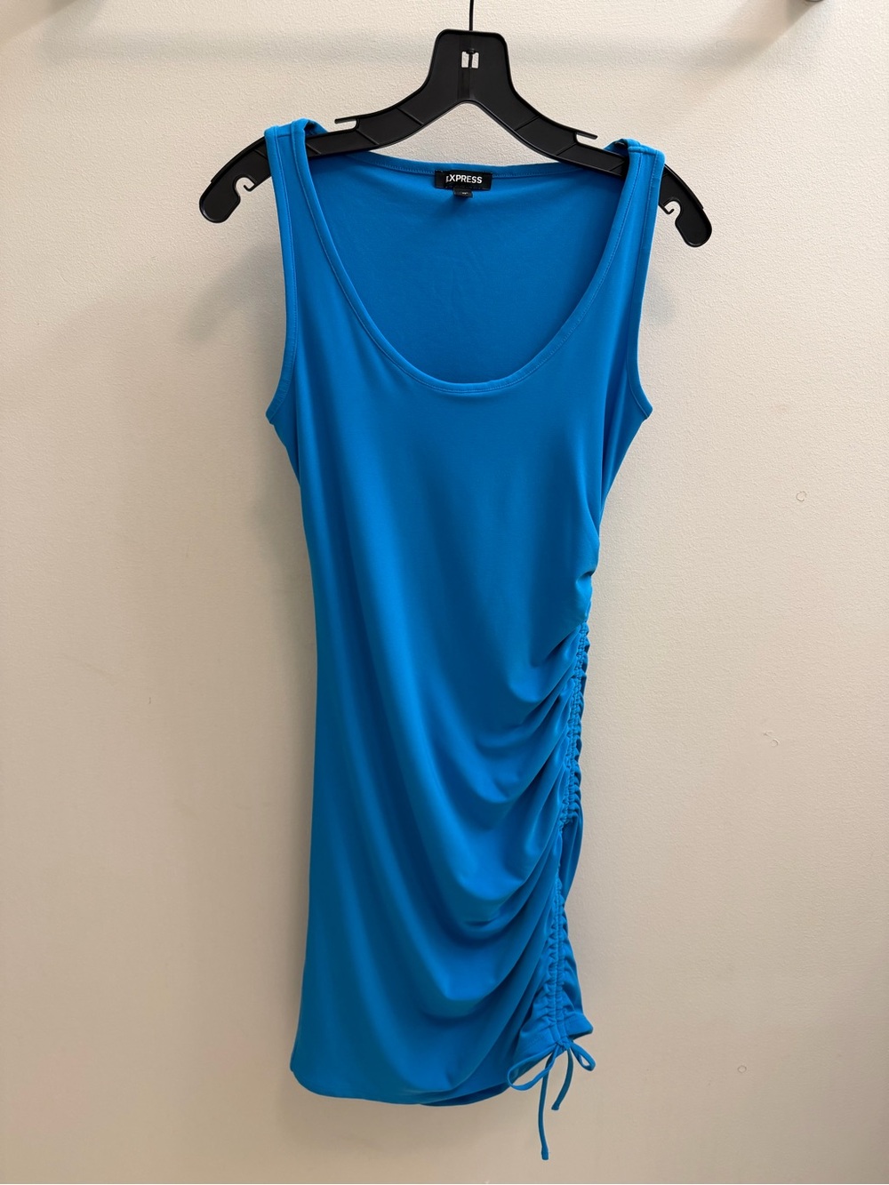 Express Women's Sleeveless Ruched Tank Dress - Blue Size XS